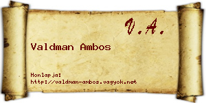 Valdman Ambos névjegykártya